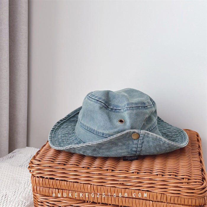 Wholesale Minimally designed children's cowboy fisherman hat, outdoor hiking hat, sun visor hat, large eave basin hat