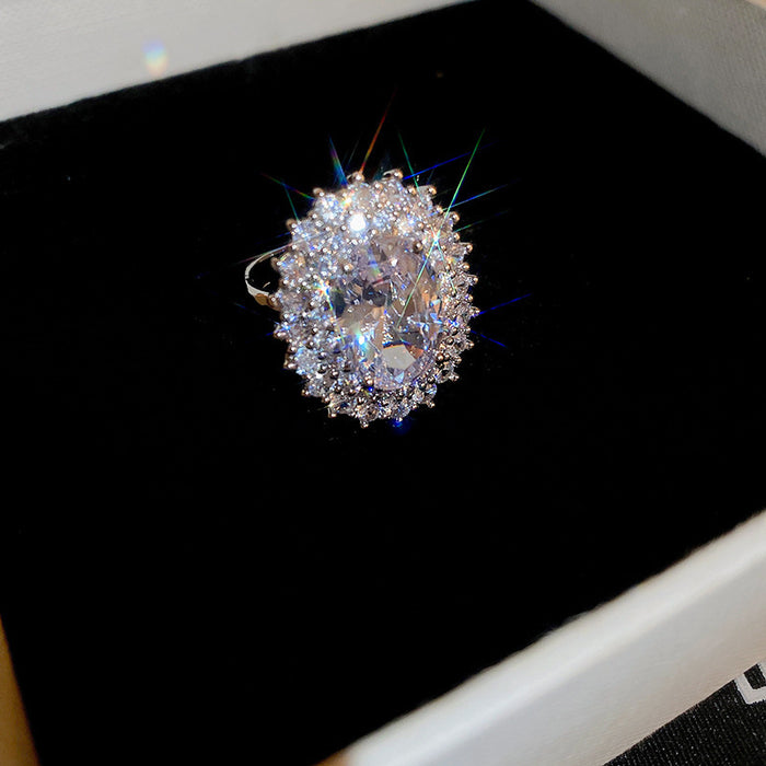 Wholesale Zircon diamond geometric love open ring sweet niche fresh index finger ring fashion high-end jewelry