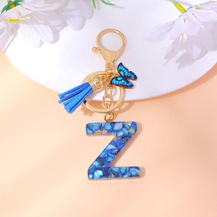 Wholesale Letter Keychain Tassel Butterfly Girl Bag Pendant