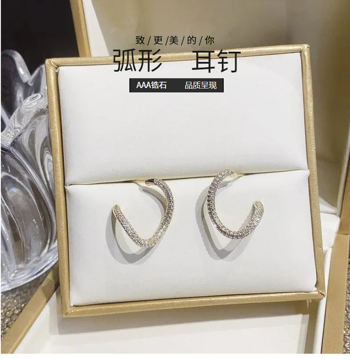 Wholesale Copper Full Diamond Zircon Earrings JDC-ES-QLX078