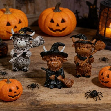 Wholesale Resin Highland Cow Wizard Ornament Cute Cartoon for Home Decoration