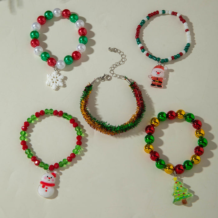 Wholesale Handmade Mixed Material Christmas Bracelet  Tree Bell Design Jewelry Accessory MOQ≥2