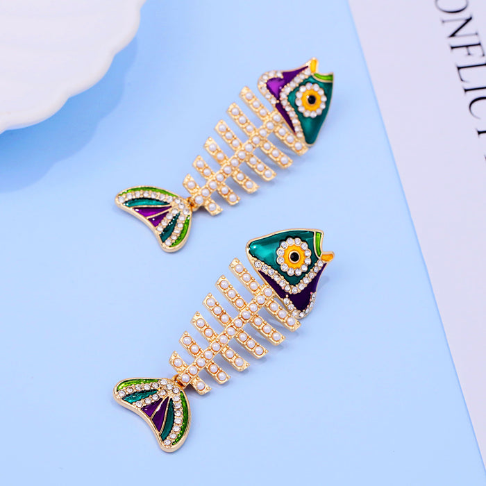 Wholesale Fashionable and atmospheric color diamond exaggerated alloy diamond studded earrings and earrings