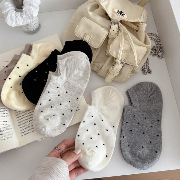 Wholesale Thin shallow mouth boat socks with solid color dots that won't fall off and invisible socks