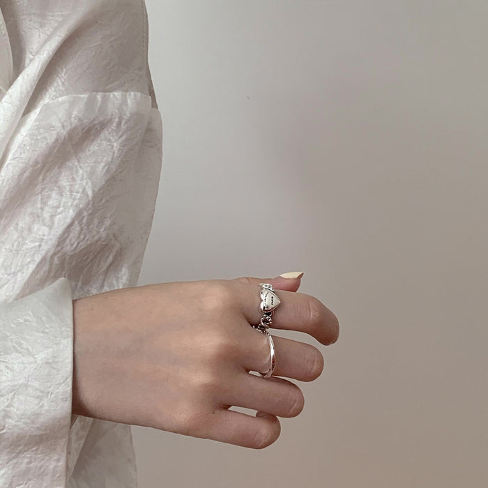 Wholesale Pure silver open ring, fashionable and personalized, niche design, light luxury ring