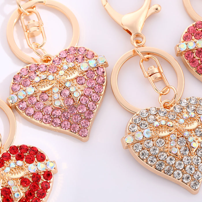 Wholesale Keychain Exquisite Alloy Diamond Bag Pendant Heart Hanging