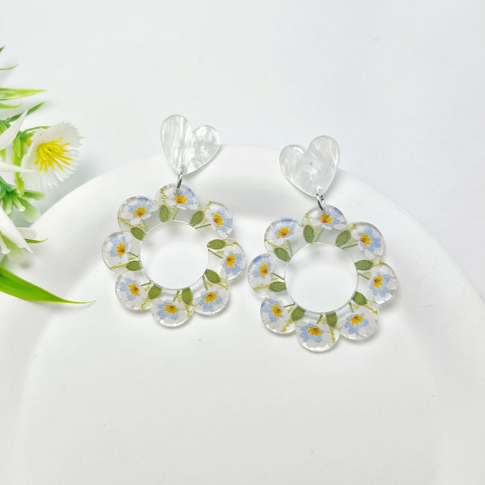 Wholesale Wreath Printed Acrylic Earrings JDC-ES-QiYu005