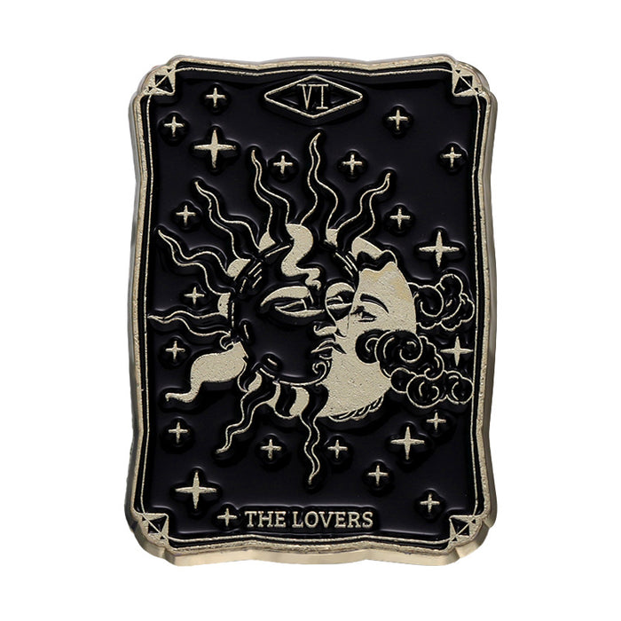 Wholesale Retro Creative Tarot Card Metal Brooch Cartoon Geometric Sun and Moon Emblem JDC-BC-BL005