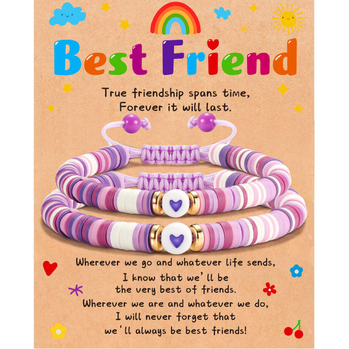 Wholesale Friend Card Woven Bracelet Friend Colored Soft Ceramic Love Bracelet Stretchable Friendship Woven Bracelet