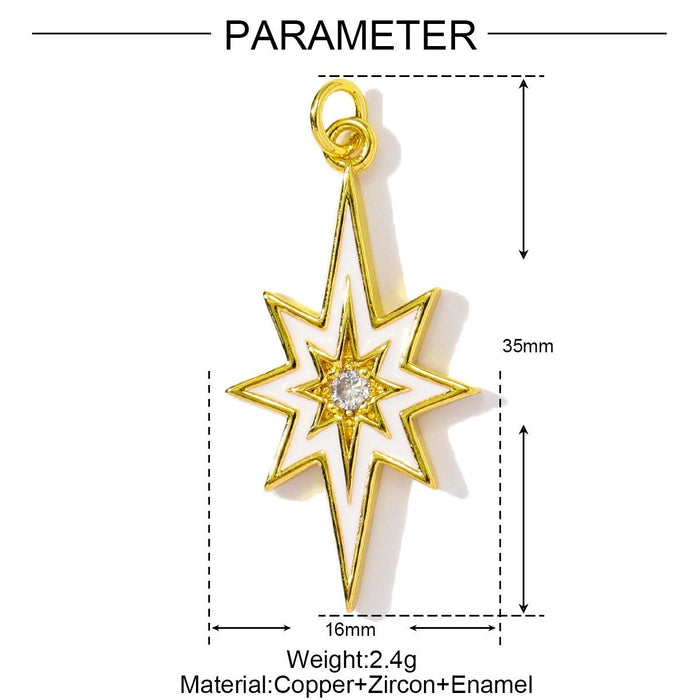 Wholesale Dripping Oil Love Sea Star DIY Copper Zircon Pendant Necklace Natural Stone Crab Earrings Jewelry Pendant