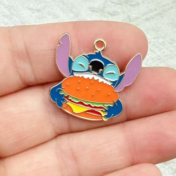 Wholesale 10pcs Cartoon Couple DIY Jewelry Accessories Alloy Enamel Pendant Keychain Earrings