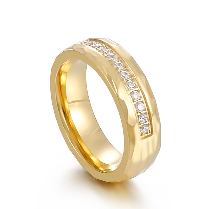 Wholesale Titanium Steel Couple Rings with Hammered Texture Fashion Jewelry Accessory
