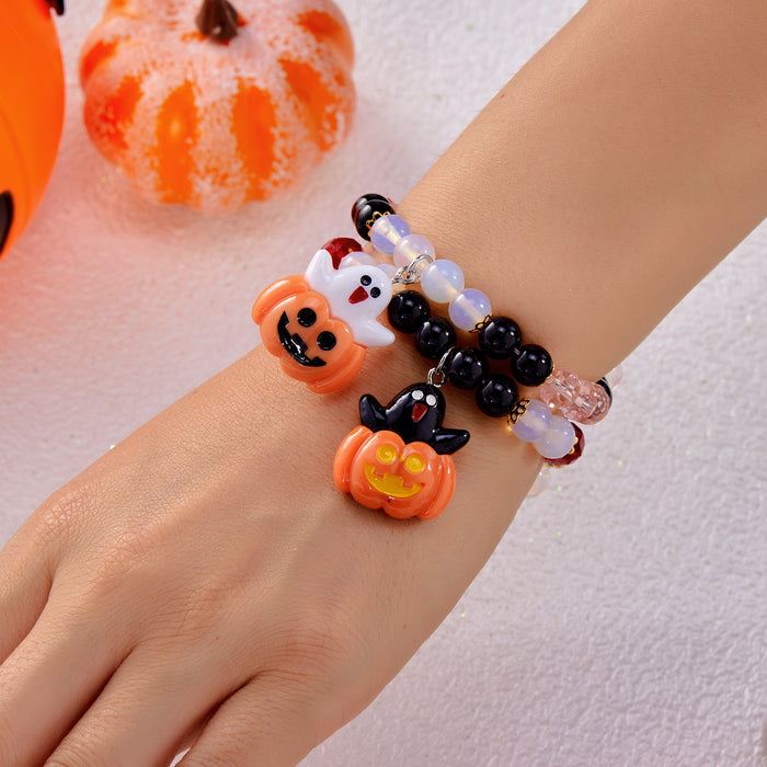 Wholesale  pumpkin head ghost bracelet mixed color beaded bracelet dark style  couple bracelet