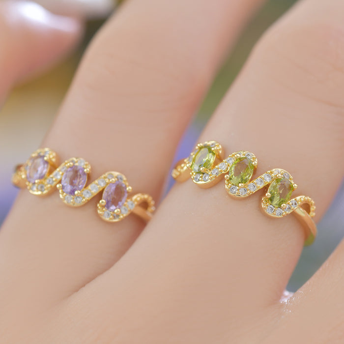 Wholesale Light Luxury Original Design Zircon Purple Zircon Ring Set with Adjustable Opening