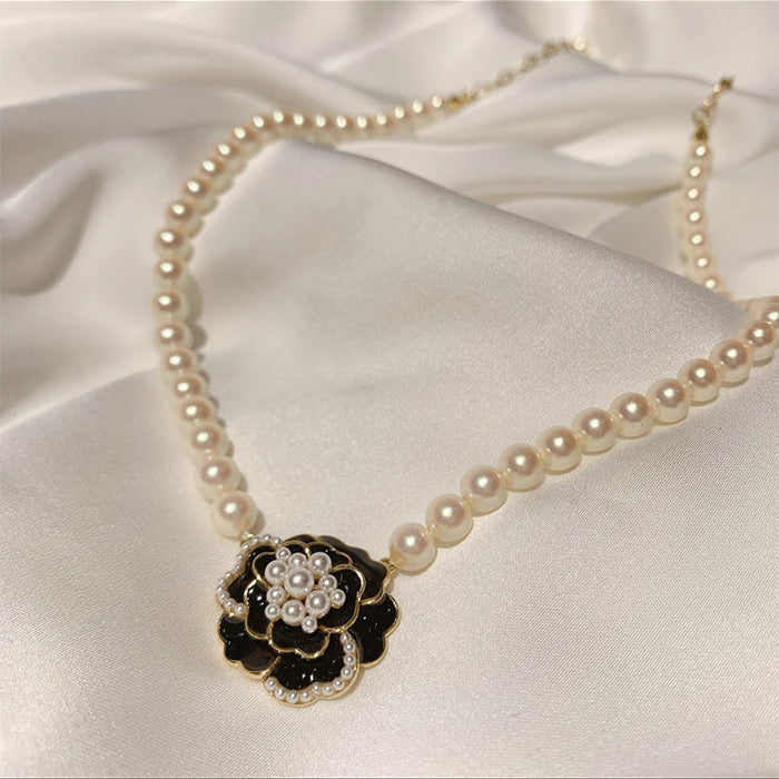 Wholesale Camellia Pearl Stitching Necklace JDC-NE-Lanx002