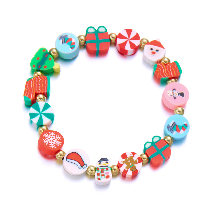Wholesale Christmas Polymer Clay Beaded Bracelet Handmade Cartoon Charm Bracelet Fashion Accessory