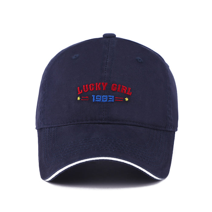 Wholesale Embroidered letter soft top baseball cap with sun protection and wide brim duckbill cap