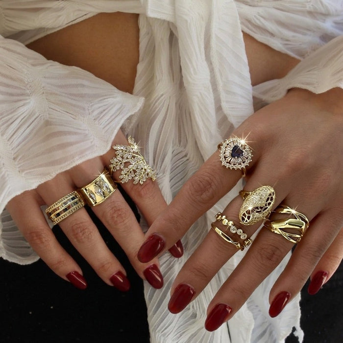 Wholesale Geometric Stackable Ring with Zircon Copper Plated Fashion Jewelry Accessory