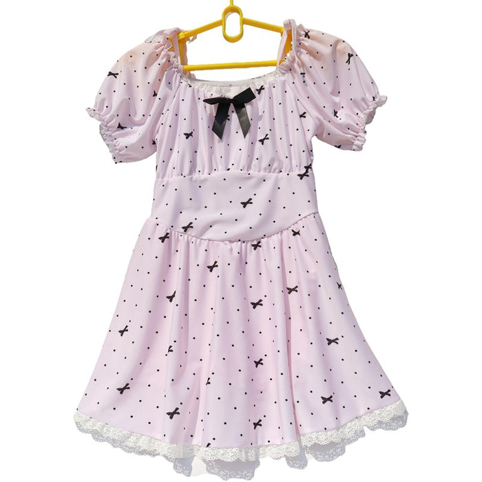 Wholesale Swimsuit Lace Round Neck Short Sleeve Shorts Comfortable and Sweet Swimsuit Hot Spring Beach Swimsuit