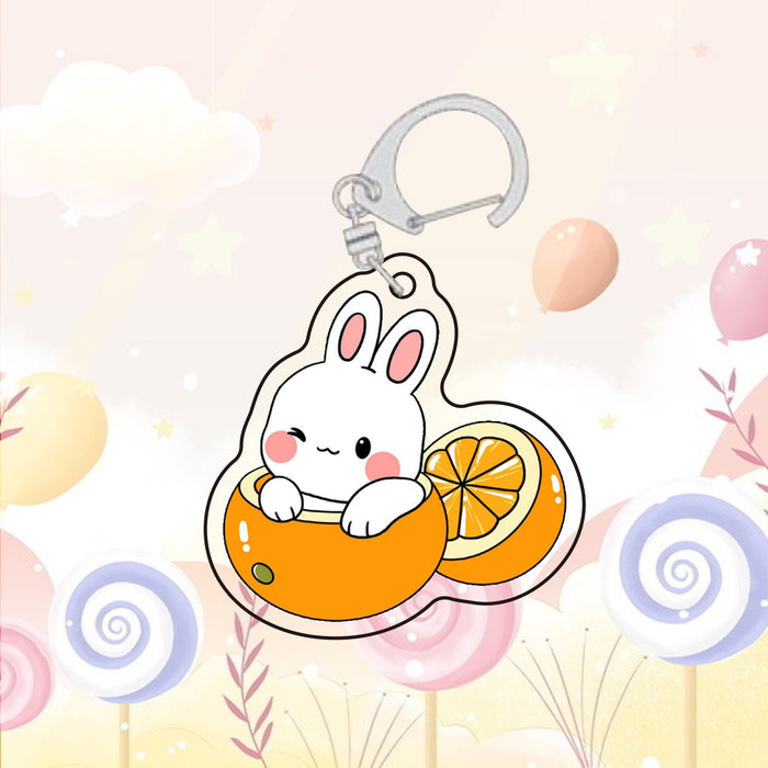 Wholesale Cartoon Cute Zodiac Keychain Acrylic Hanging Fruit Animal Bag Decoration Pendant School Bag Accessories Gift