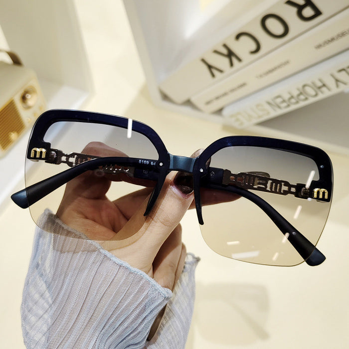 Wholesale New high-end semi framed square round face sunglasses with UV protection