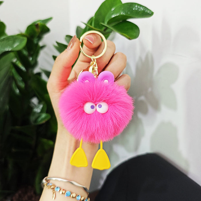 Wholesale imitation rex rabbit fur doll little duck plush ball pendant doll schoolbag pendant keychain mobile phone accessories