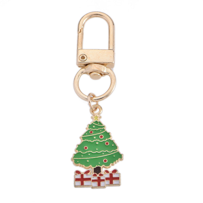 Wholesale Christmas Keychain Christmas Tree Series Keychain Alloy Oil Dripping Decorative Chain Bag Pendant