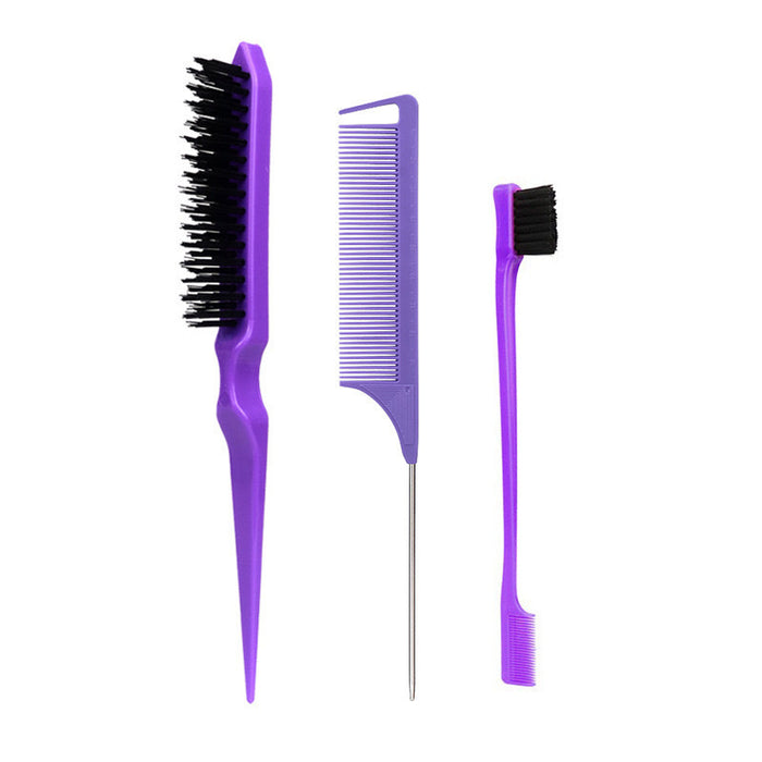 Wholesale 5 Piece Plastic Hair Styling Tool Set With Tail Comb And Brow Brush For Boutique Resale