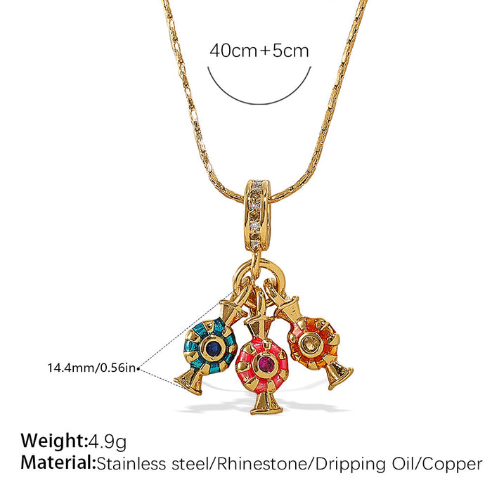 Wholesale Seaside holiday style turtle and starfish pendant necklace gold-plated diamond jewelry