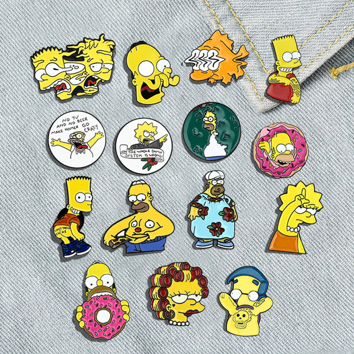 Wholesale Cartoon Simpsons Brooch Alloy Oil Dropping Badge Bag Clothes Accessories