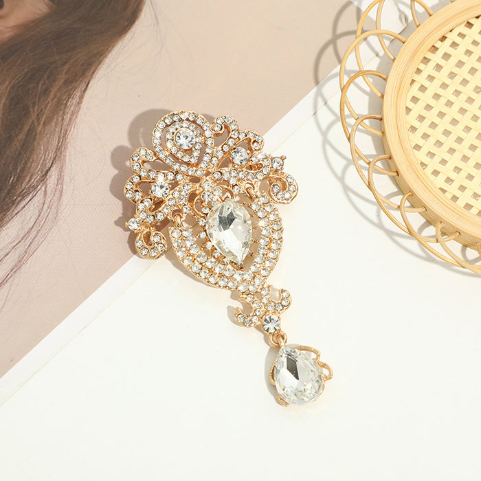 Wholesale Water Drop Brooch with Diamonds Alloy Clothing Brooch