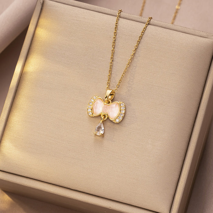 Wholesale Necklace, butterfly tassel, niche, simple, fashionable temperament, titanium steel lock chain