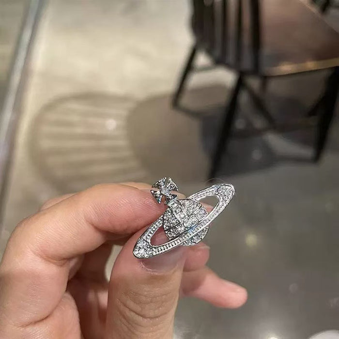 Wholesale Saturn Full Diamond Ear Stud Earrings Women's Fashion