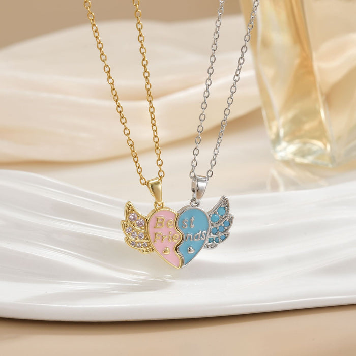 Wholesale Cartoon rainbow heart magnetic interlocking choker necklace