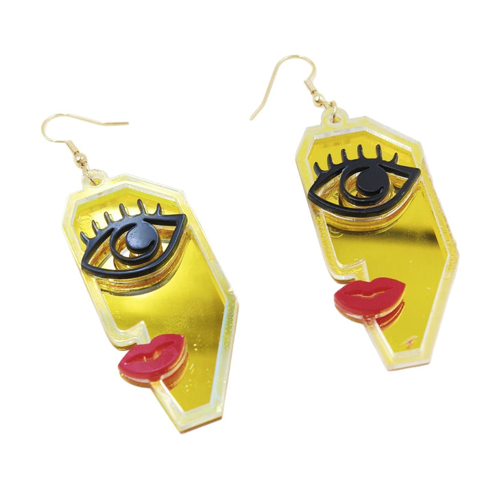 Wholesale Abstract style, personalized and creative, eye-catching red lip earrings, acrylic material earrings