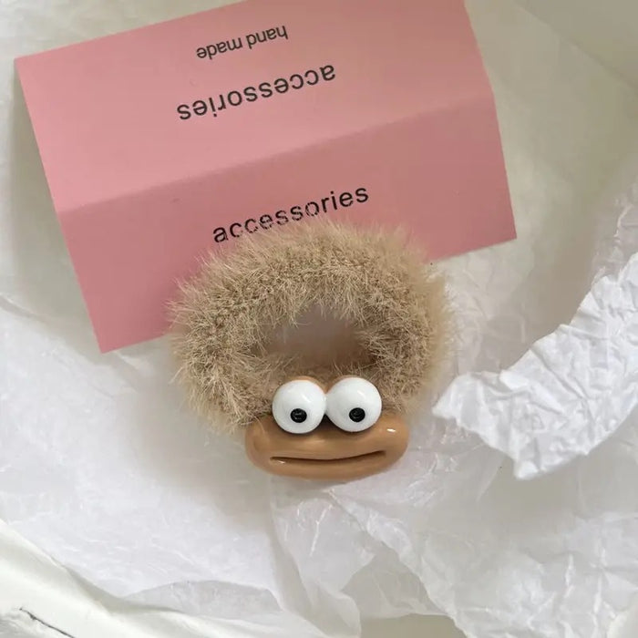 Wholesale Colorful Big-Eyed Monster Plush Hair Band Thickeneded and Widened Towel Ring Furry Hair Rope Sweet Girly Heart Hair Accessories F