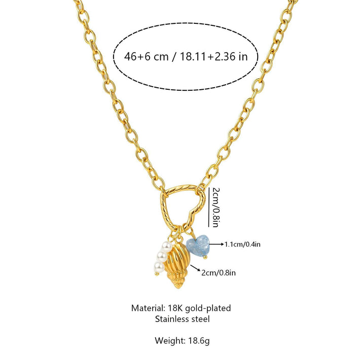 Wholesale Shell Starfish Pearl Stainless Steel Necklace