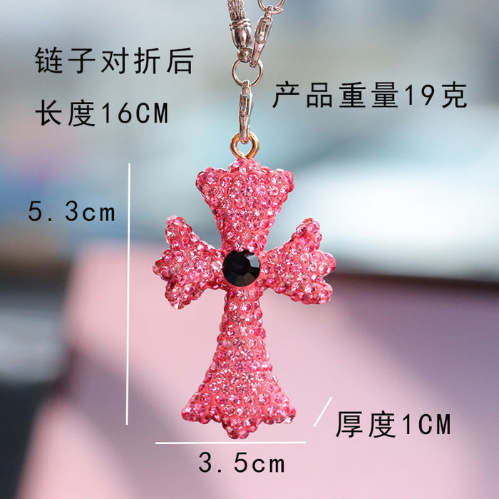 Wholesale Simple Black Rhinestone Cross Car Hanging Ornament Interior Decoration Gift