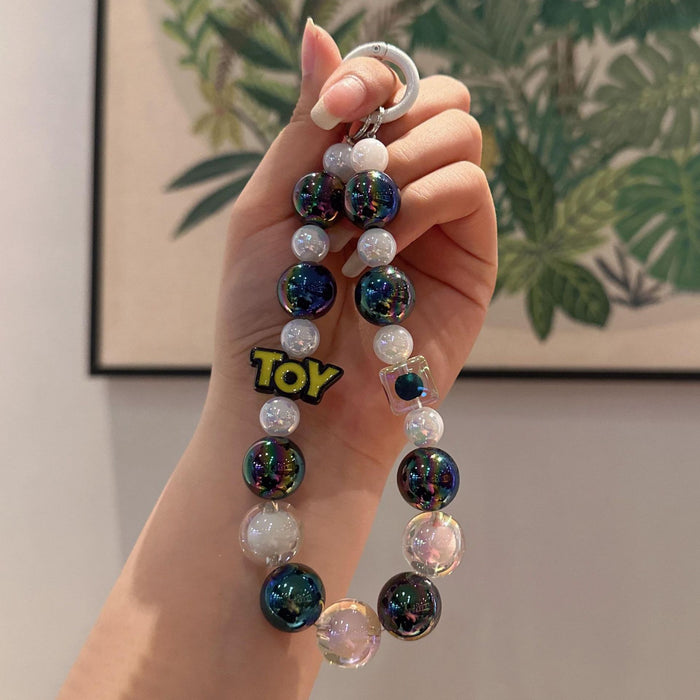 Wholesale DIY Handmade Beaded Keychain Pendant with Colorful Round Beads for Students, School Backpacks, Car Keychains