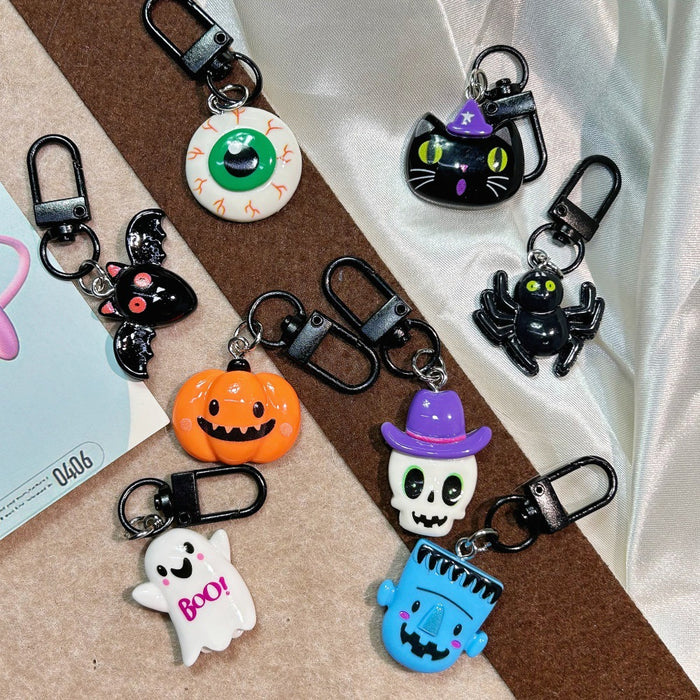Wholesale  Keychain Resin  Eyes Pumpkin Ghost Bat Pendant MOQ≥2