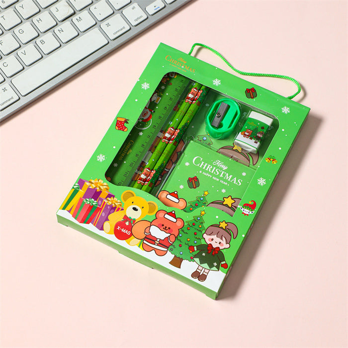 Wholesale Christmas portable 6-piece student stationery gift box set children' s Christmas small gifts gift prizes kindergarten