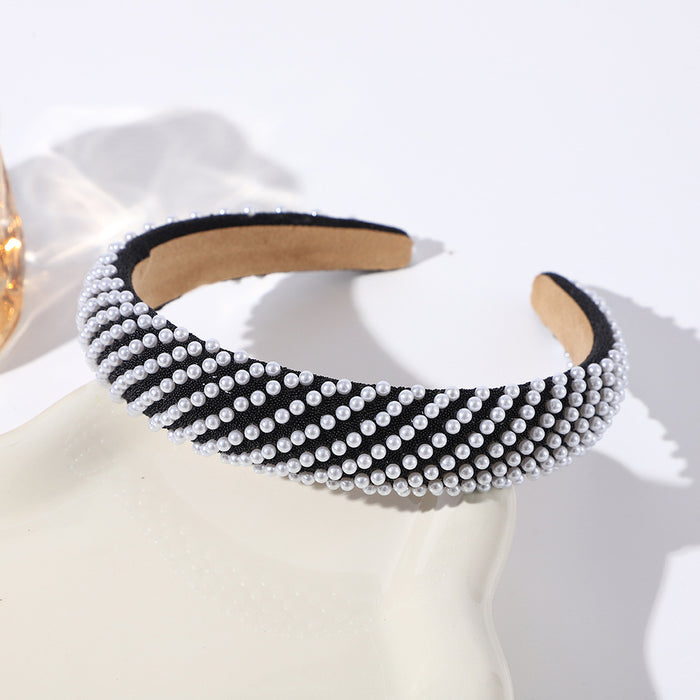 Wholesale Twill pearl headband,  fashionable and versatile,  face washing headband,  elegant hair accessories