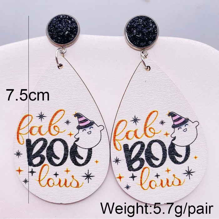 Wholesale  Wooden Earrings Pumpkin Forest Skull  Web Earrings