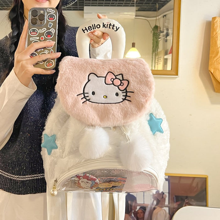 Wholesale Cute plush flip backpack with large capacity, cute backpack, cartoon casual backpack