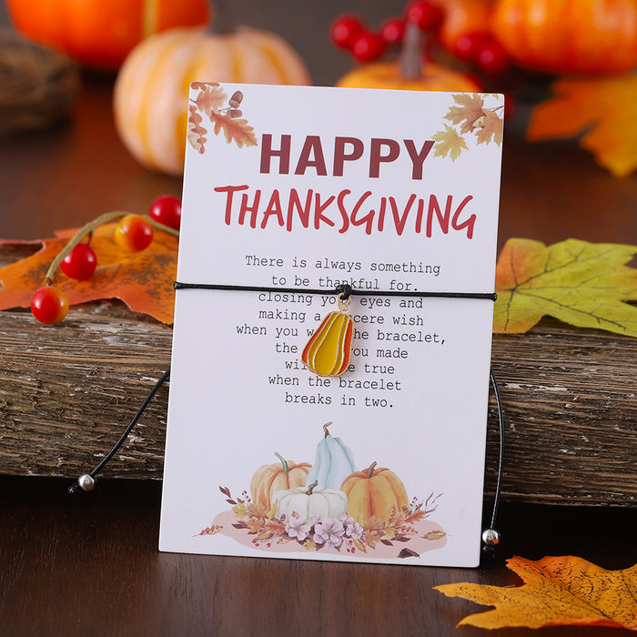 Wholesale Thanksgiving Personalized Creative Maple Leaf Turkey Pine Cone Bracelet Simple Color Card Jewelry