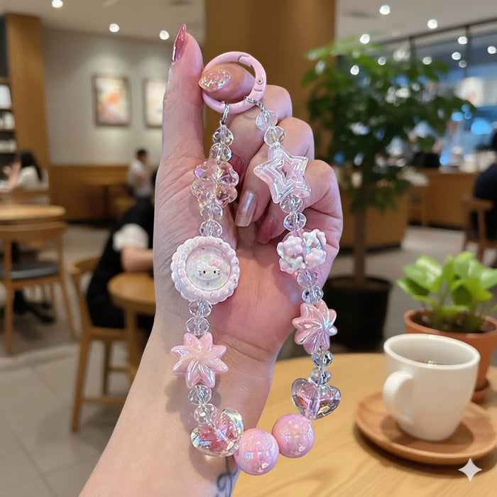 Wholesale Cartoon Cat Bowknot Short Beaded Keychain