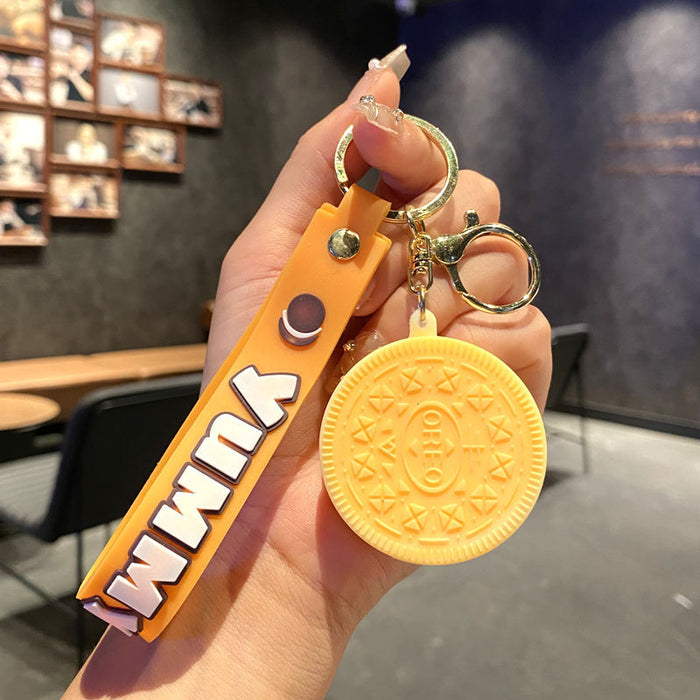 Wholesale Biscuit keychain school bag pendant cute creative couple bag pendant