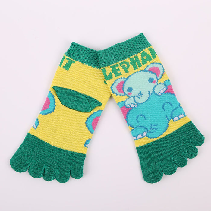 Wholesale Children' s Socks Cartoon Elephant Short Socks Cotton Sports Sweat-Absorbent Breathable Multi-Color Split-Toe Socks