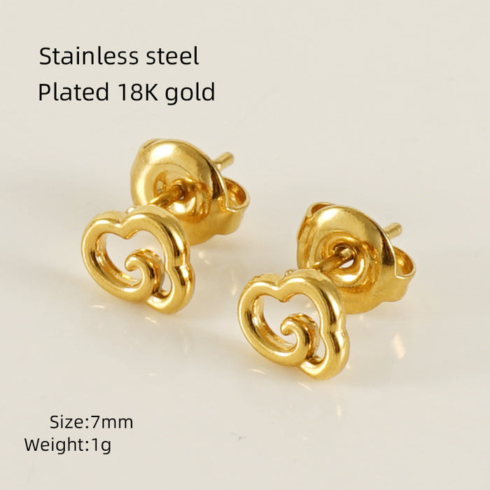 Wholesale Mini Heart-Shaped Irregular Titanium Steel Earrings