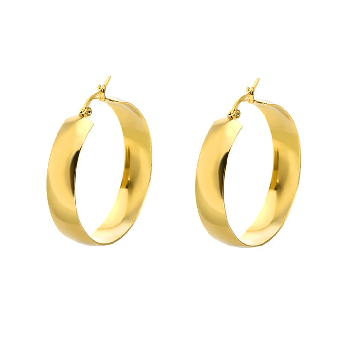 Wholesale Round Stainless Steel Earrings Widened Metal Earrings